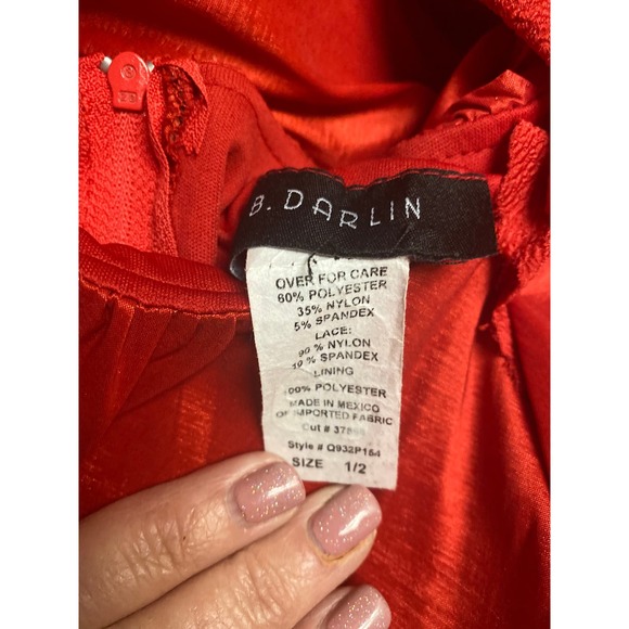 B. Darlin Taffeta Lace High Low Red Cocktail Party Formal Dress Evening Gown - Picture 11 of 15